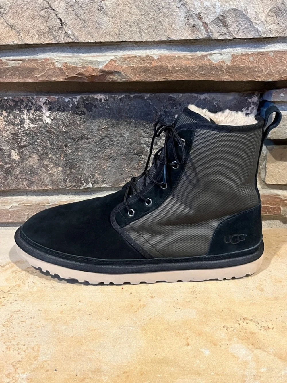 UGG Harkley Black Suede Sherpa-Lined Winter Boots